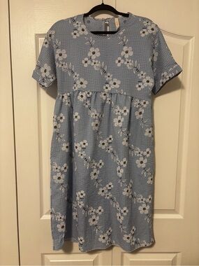 Orange creek gingham floral midi dress